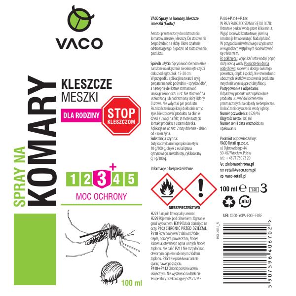 VACO Spray na komary, kleszcze i meszki 100 ml - obrazek 4