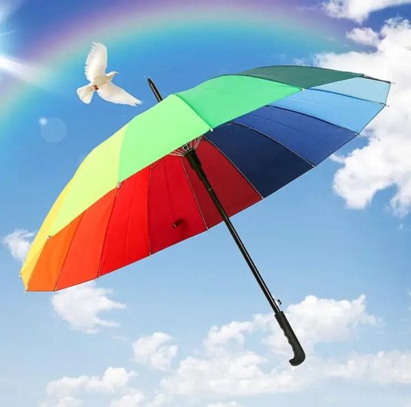 DUŻY PARASOL SKŁADANY PARASOLKA TĘCZOWA AUTOMATYCZNA XL KOLOROWA TĘCZA - obrazek 3