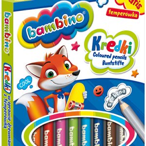 Kredki 10-kol. 15 cm Jumbo drewniane Bambino + temperówka, St.Majewski