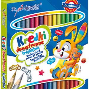 Kredki szkolne trójkątne dwustronne 18/36-kol. + temperówka, St.Majewski