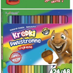 Kredki szkolne trójkątne dwustronne 24/48-kol. + temperówka, St.Majewski