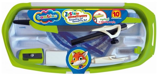 Zestaw geometryczny 10-el. z cyrklem standard, Bambino