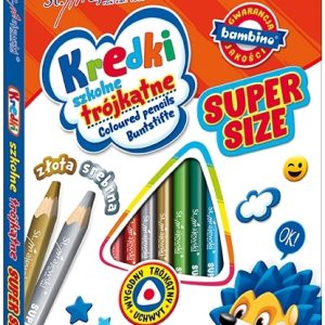 Kredki 18-kol. trójkątne + temperówka, Super Size, Bambino