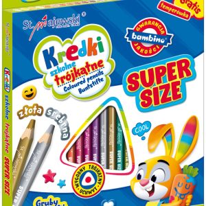 Kredki trójkątne 24-kol. Super Size + temperówka, St.Majewski