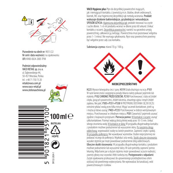 VACO Hygiene PLUS - Płyn do dezynfekcji toalet i innych powierzchni - 100 ml - obrazek 3
