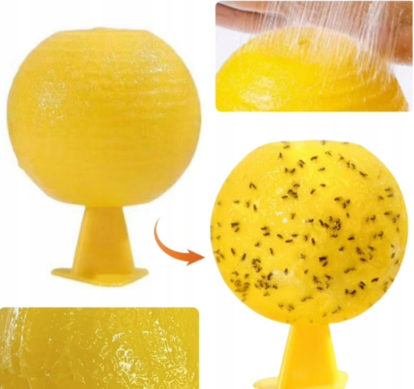 Klejowa pułapka na osy muchy ziemiórki muszki stojąca kula wisząca 9 cm - obrazek 2
