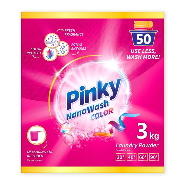 Proszek do prania koloru 50 prań 3kg NanoWash Color PINKY - obrazek 2