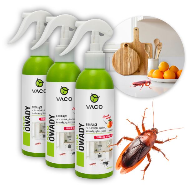 Zestaw 3x Vaco płyn na karaluchy i prusaki 250 ml Mango - skuteczne rozwiązanie dla zwalczania insektów