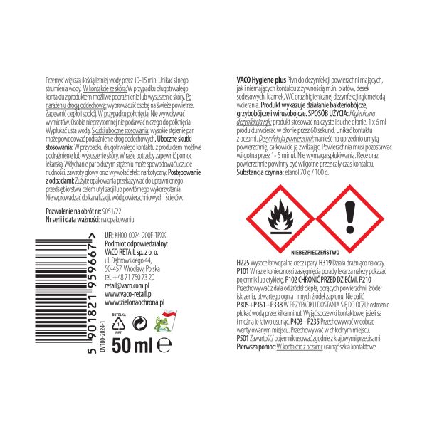 VACO Hygiene PLUS - Płyn do dezynfekcji toalet i innych powierzchni - 50 ml - obrazek 3